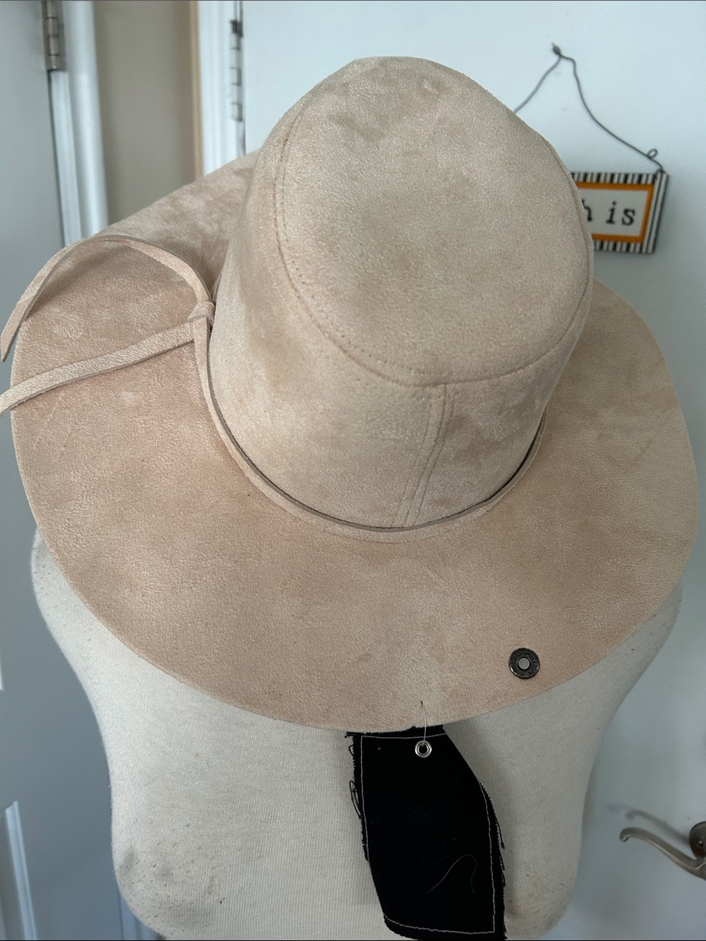 Peter Grimm Nude Faux Suede Wide-Brim Hat